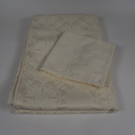 Magnifique Design classique Ecru Crème Ivoire Damassé Rose nappes et serviettes 